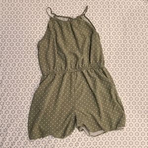 Old Navy Olive Green Polka Dot Romper